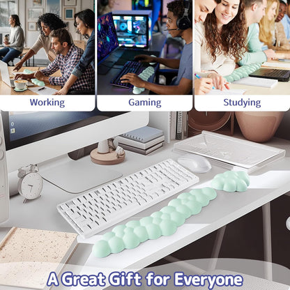 Sushret Cloud Wrist Rest for Keyboard and Mouse, Memory Foam PU Leather Keyboard Wrist Rest with Ergonomic Support, Non-Slip Base, Cute Arm Rest Pad & Palm Cushion, Office Desk Accessory, Purple