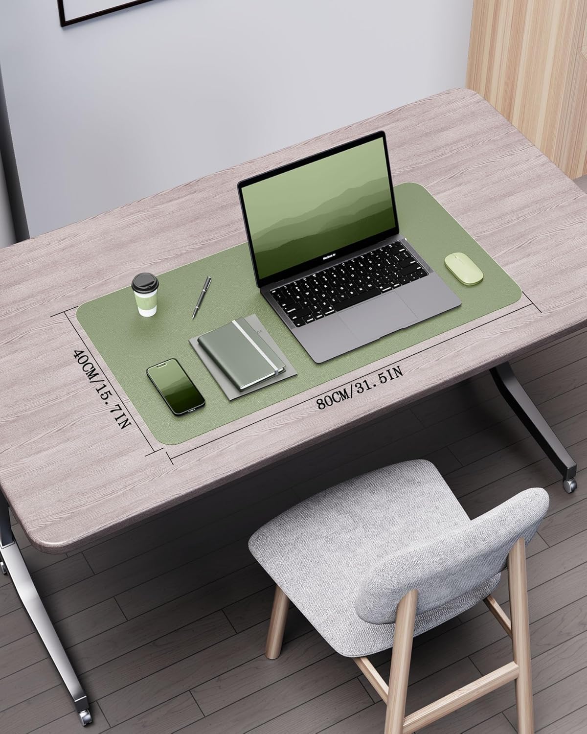 YSAGi Double-Sided Desk Pad, 31.5"x15.7"Leather Desk Mat, Eco Cork Desk Pad Protector,Large Mouse Pad,Waterproof Desk Blotter for Office/Home(Coffee)