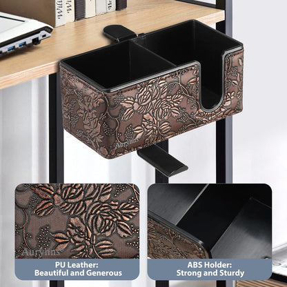 Desk Cup Holder Clip on Pen Holder Headphone Hanger Headset Stand Rotatable Clamp Hook Under Desk (Black)