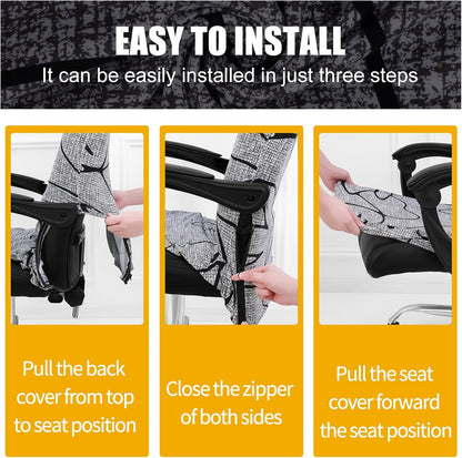 Smiry Stretch Printed Office Chair Armrest Covers, 2 Pcs Soft Fit Removable Washable Computer Desk Chair Arm Covers Protector, Black