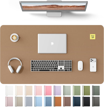 YSAGi Leather Desk Pad Protector, Large Mouse Pad, Non-Slip PU Leather Desk Blotter, Waterproof Writing Pad for Office and Home (31.5" x 15.8", Eggshell) - Colors A
