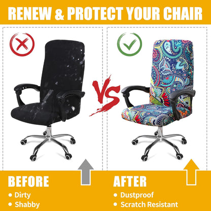 Smiry Stretch Printed Office Chair Armrest Covers, 2 Pcs Soft Fit Removable Washable Computer Desk Chair Arm Covers Protector, Black
