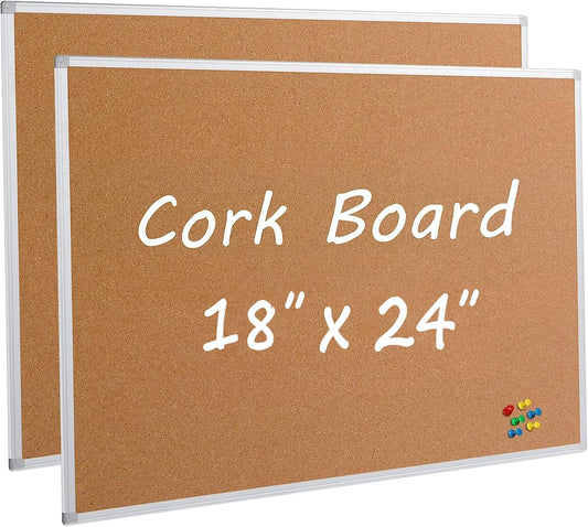 Bulletin Board 36 x 48, Silver Aluminium Framed 4x3 Large Wall Mounted Cork Office Notice Pin Board