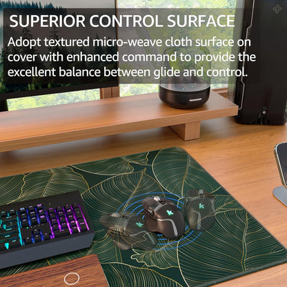 KTRIO Large Gaming Mouse Pad Desk Mat, Superior Micro-Weave Cloth for Precise Mouse Control, Non-Slip Rubber Base, Stitched Edges, Water-Resistant, for Gamer, Office & Home, 31.5" x 11.8" inches