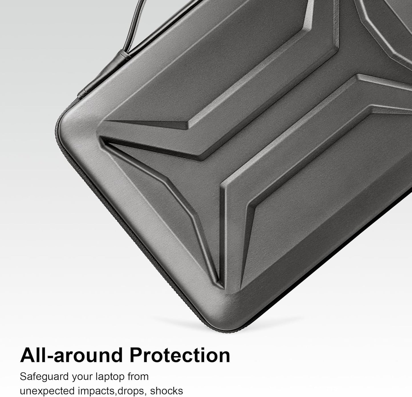 DOMISO 15.6-16 Inch Laptop Hard Case, Waterproof Shockproof Hard Shell Laptop Sleeve Protective Carrying Case with Retractable Handle for Macbook Pro/Lenovo IdeaPad Legion/HP ENVY/Dell XPS,Black