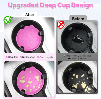 SINGARO Car Cup Holder Coaster, Silicone Cup Holder Insert, Universal Non-Slip Cup Holders, Car Accessories Interior for Women and Man Interior Sets 4 Pack Black
