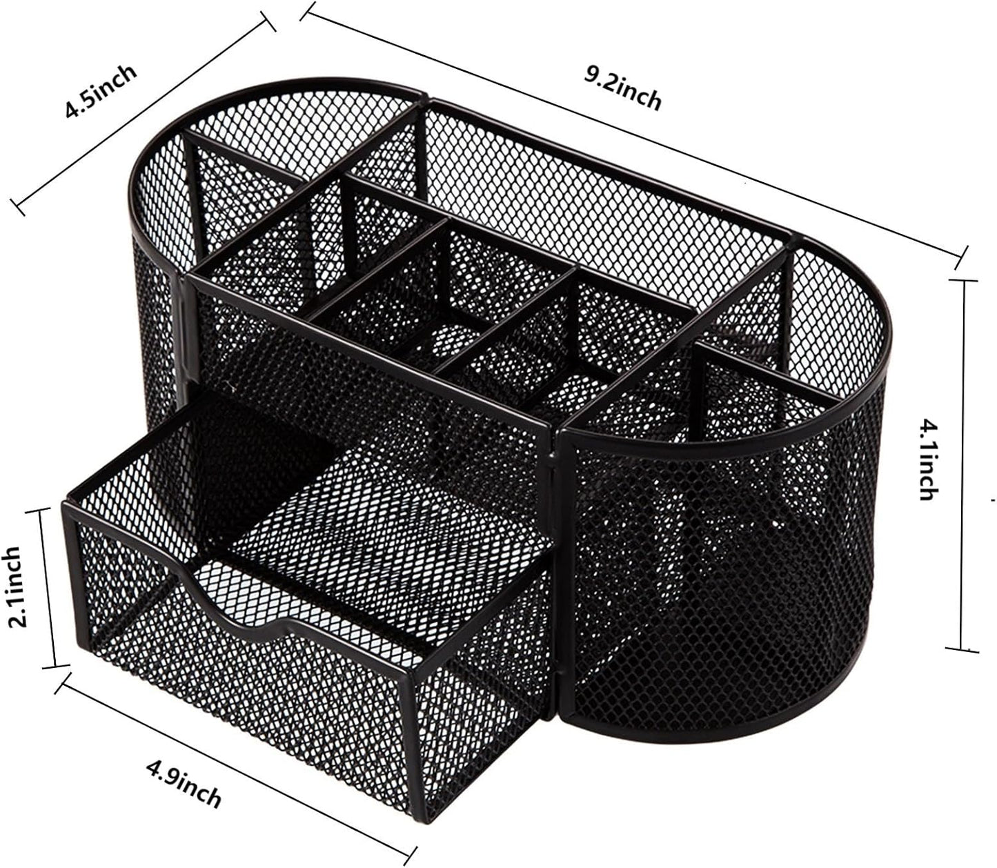 Comix Mesh Pen Pencil Holder Desk Organizer, 3 Compartment Wire Desktop Pen Pencil Cup Caddy Office Supplies Accessories for Home Office School, Black(2 Pack)