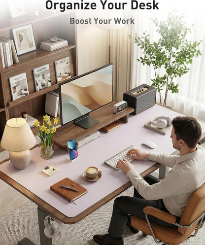 Aothia Non-Slip Waterproof PU Leather Desk Pad Protector for Mouse, Writing Desk, Office, Home, Laptop Blotter, 23.6" x 13.7", Black - Colors A
