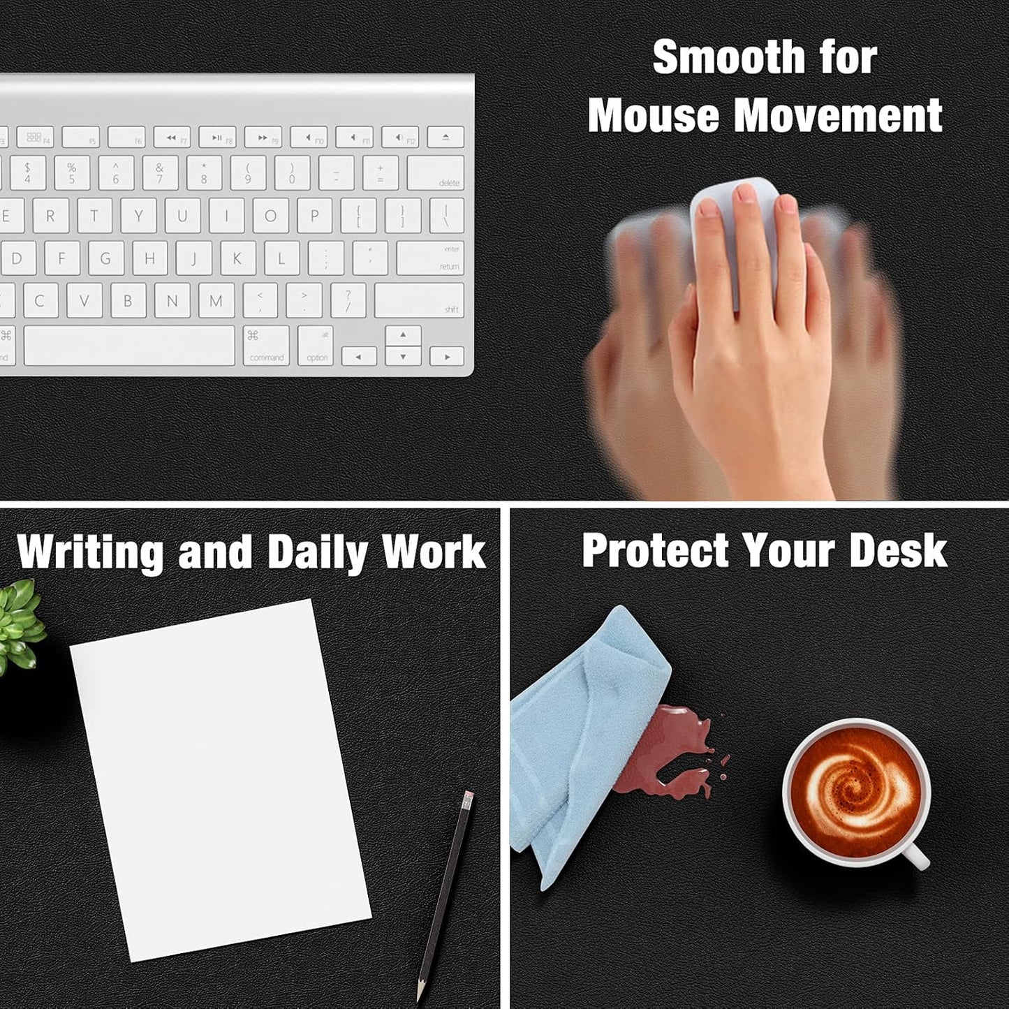 Hsurbtra Desk Pad, 23.6" x 13.8" PU Leather Desk Mat, M Extended Mouse Pad, Waterproof Desktop Blotter Protector, Non-Slip Ultra Thin Small Laptop Keyboard Writing Mat for Office Home, Pink