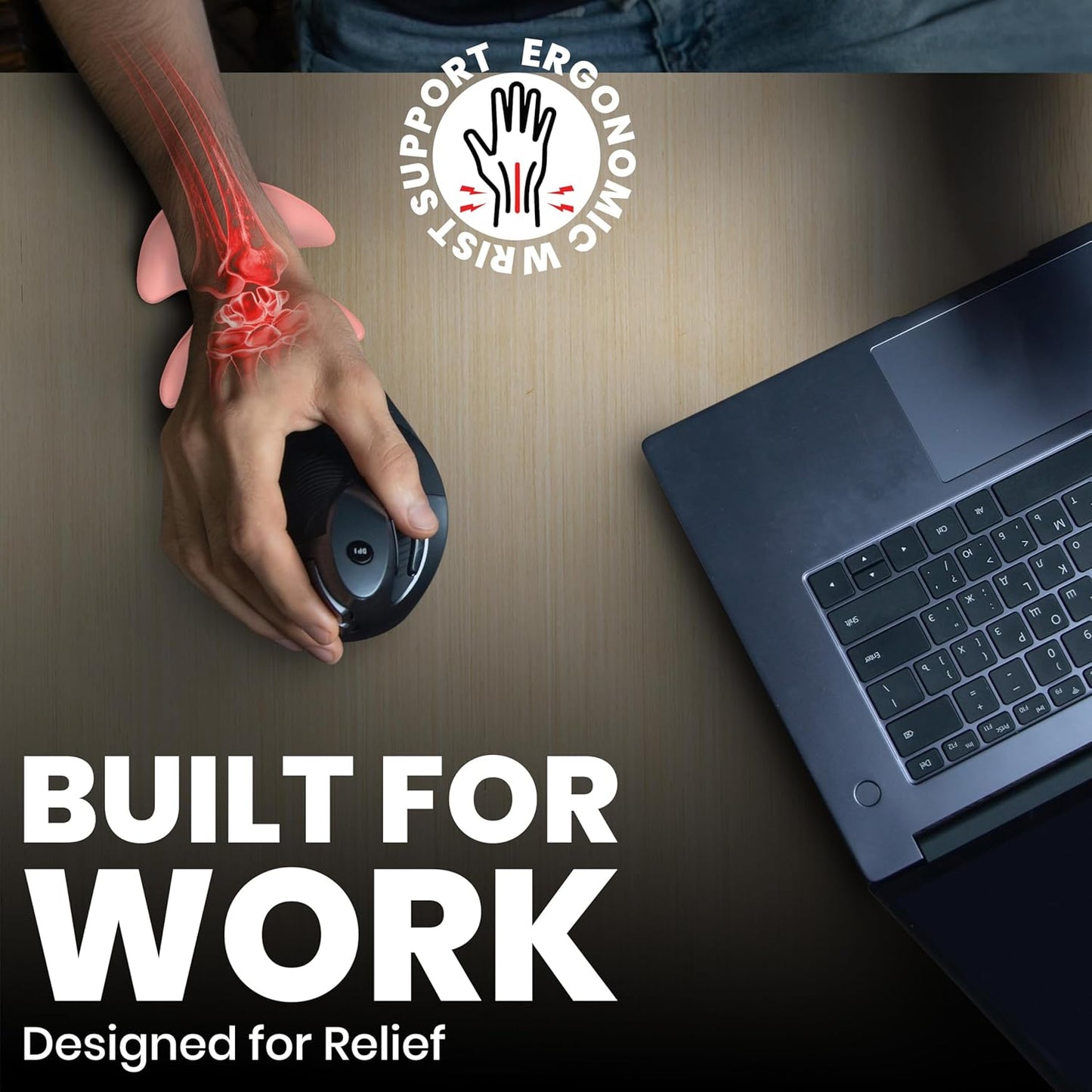 GlideX r2.0 Ergonomic Mouse Wrist Rest – Compact Sliding Wrist Pad with Low Profile Design for Desk Laptop Travel, Fits Small to Medium Hands (Black)