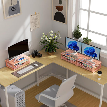 gianotter Computer Monitor Stand Riser, office organizer with Drawer, Office Organizers Storage for Classroom Office Supplies (Wood)