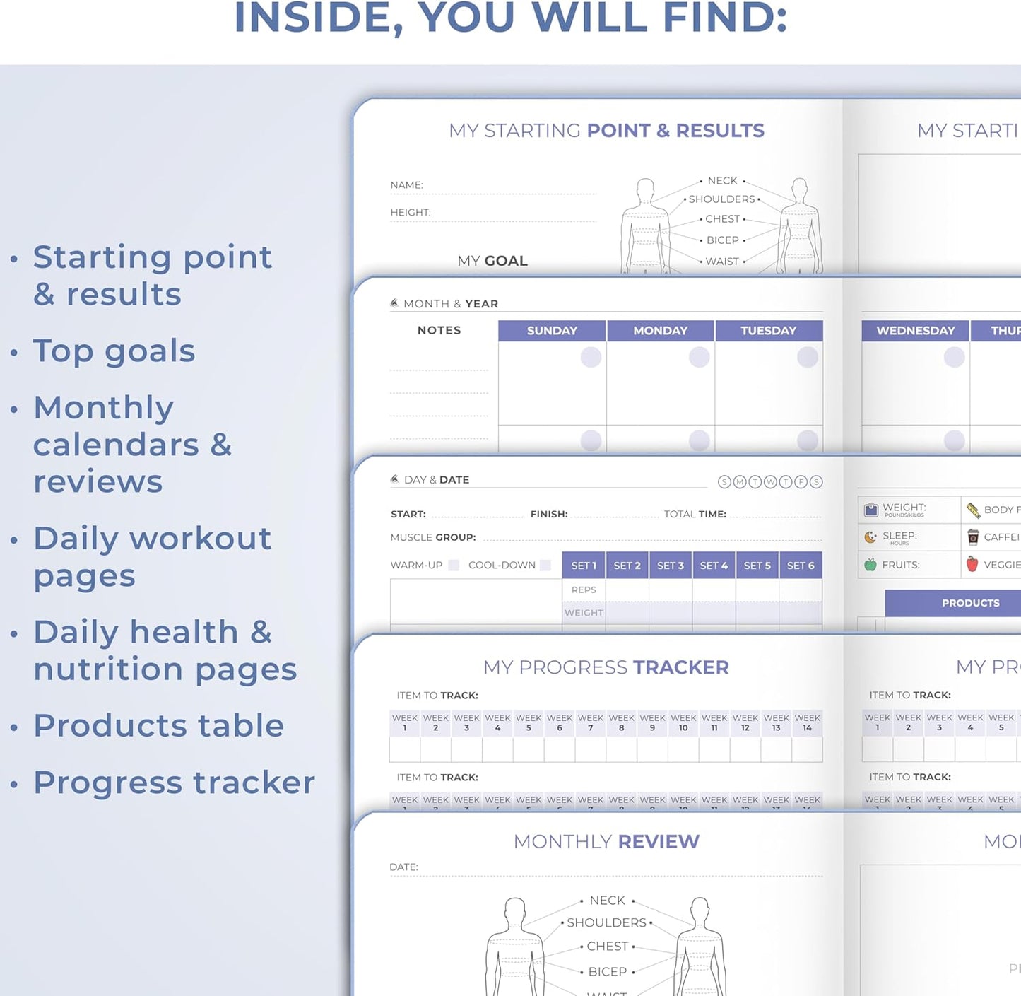 Clever Fox Fitness & Food Journal – Nutrition & Workout Planner for Women & Men – Diet & Gym Exercise Log Book with Calendars, Diet & Training Trackers - Undated, A5 Size, Hardcover (Forest Green)