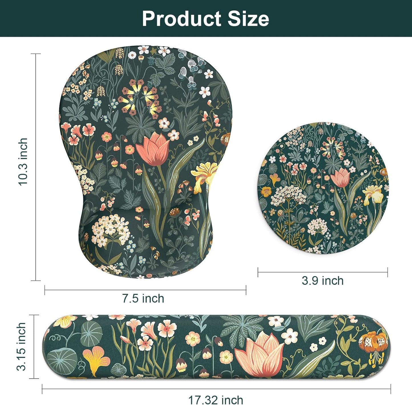 Ergonomic Mouse Pad with Wrist Rest and Keyboard Wrist Rest, Gel Mousepad and Wrist Rest for Computer Keyboard, Pain Relief, Non-Slip PU Base, Mouse Pad with Wrist Support for Gaming, Office, Brown