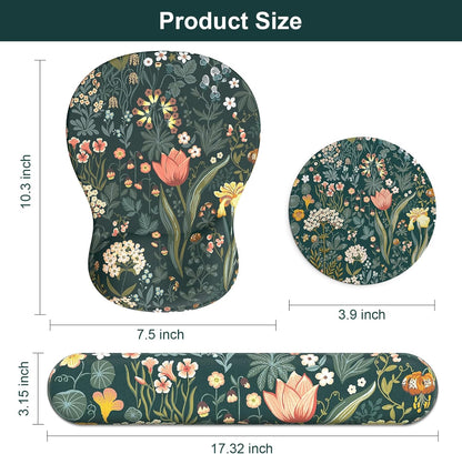 Ergonomic Mouse Pad with Wrist Rest and Keyboard Wrist Rest, Gel Mousepad and Wrist Rest for Computer Keyboard, Pain Relief, Non-Slip PU Base, Mouse Pad with Wrist Support for Gaming, Office, Brown