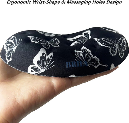 BRILA Ergonomic Memory Foam Mouse Wrist Rest Support Pad Cushion for Computer, Laptop, Office Work, PC Gaming - Massage Holes Design - Wrist Pain Relief (Black Mouse Wrist Rest)