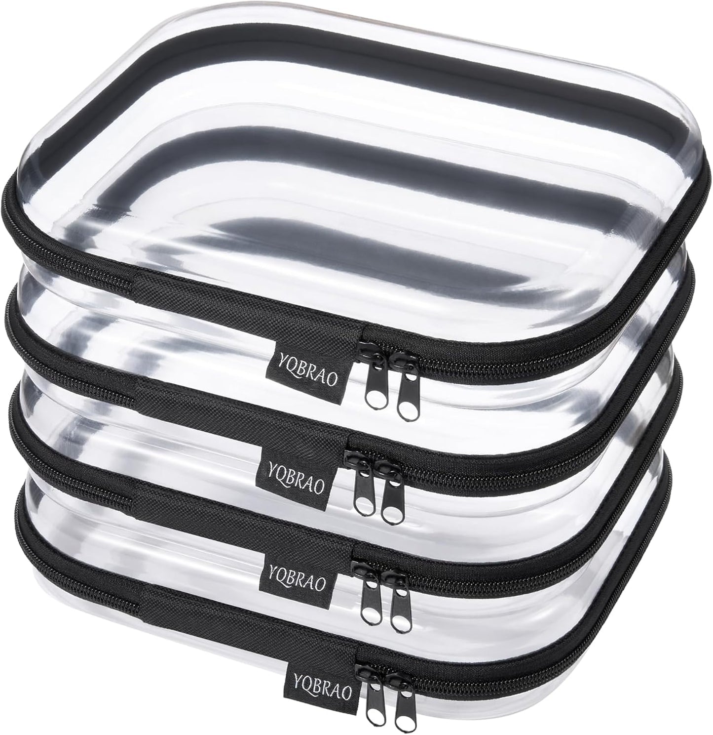 YQBRAO 6 Pack Clear Hard Shell Zipper Case, 1.2mm Heavy Duty Crush-Proof Diaper Bag Organizer Pouches, TSA Approved Travel Makeup Bag for Toiletries & Electronics, (2L, 2M, 2S) Multi-Size Storage Set