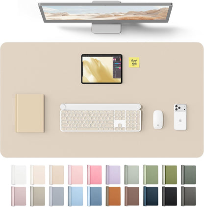 YSAGi Leather Office Desk Pad Protector, Large Mouse Pad, Non-Slip, PU Leather, Laptop Desk Blotter, Waterproof Writing Pad for Office and Home, Black, 23.6" x 13.8" - Colors A
