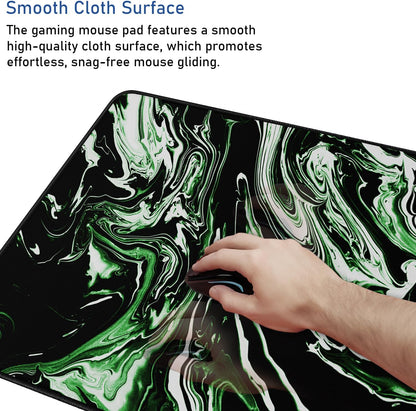 Large Extended Gaming Mouse Pad with Stitched Edges, (31.5X15.7In) Durable Non-Slip Natural Rubber Base, Waterproof Computer Keyboard Pad Mat for Esports Pros/Gamer/Desktop/Office/Home-Black