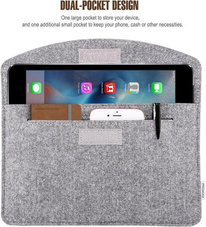 MoKo 9-11 Inch Felt Tablet Sleeve Bag Carrying Case Fits with New 11-inch iPad Air M2, New 11-inch iPad Pro M4, iPad 10th Gen 10.9, iPad 9/8/7th 10.2, iPad Air 5/4th 10.9, iPad 9.7 - Dark Gray