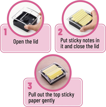 Mr. Pen- Pop Up Note Dispenser, 3" x 3", 2 Pack, Black Base, Clear Top, Sticky Note Dispenser, Sticky Note Holder for Desk