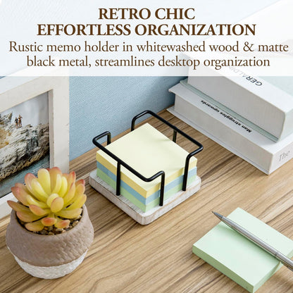 MyGift Sticky Note Holder for Desk, Wood Post It Note Dispenser for 3-Inch Note Cubes, Modern Office School Desktop Memo Pad Organizer