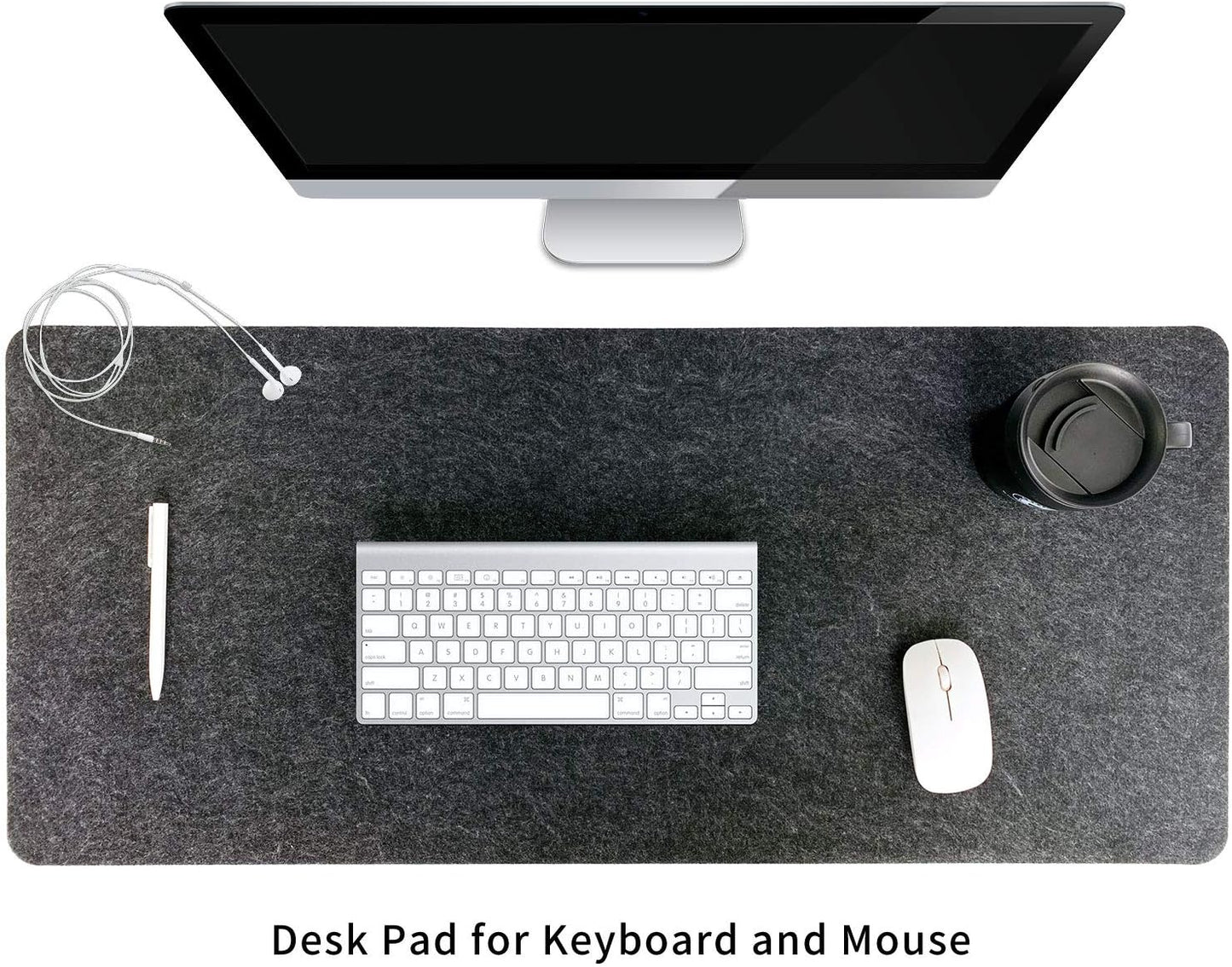 Felt Desk Mat,35.5" x 15.8" Inches,Large Keyboard Mat,Wool Desk Pad, Extra Large Felt Mouse Pad for Computers,Laptops, Offices and Homes. (Dark Gray)