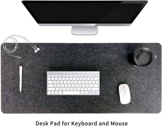 Felt Desk Mat,35.5" x 15.8" Inches,Large Keyboard Mat,Wool Desk Pad, Extra Large Felt Mouse Pad for Computers,Laptops, Offices and Homes. (Dark Gray)