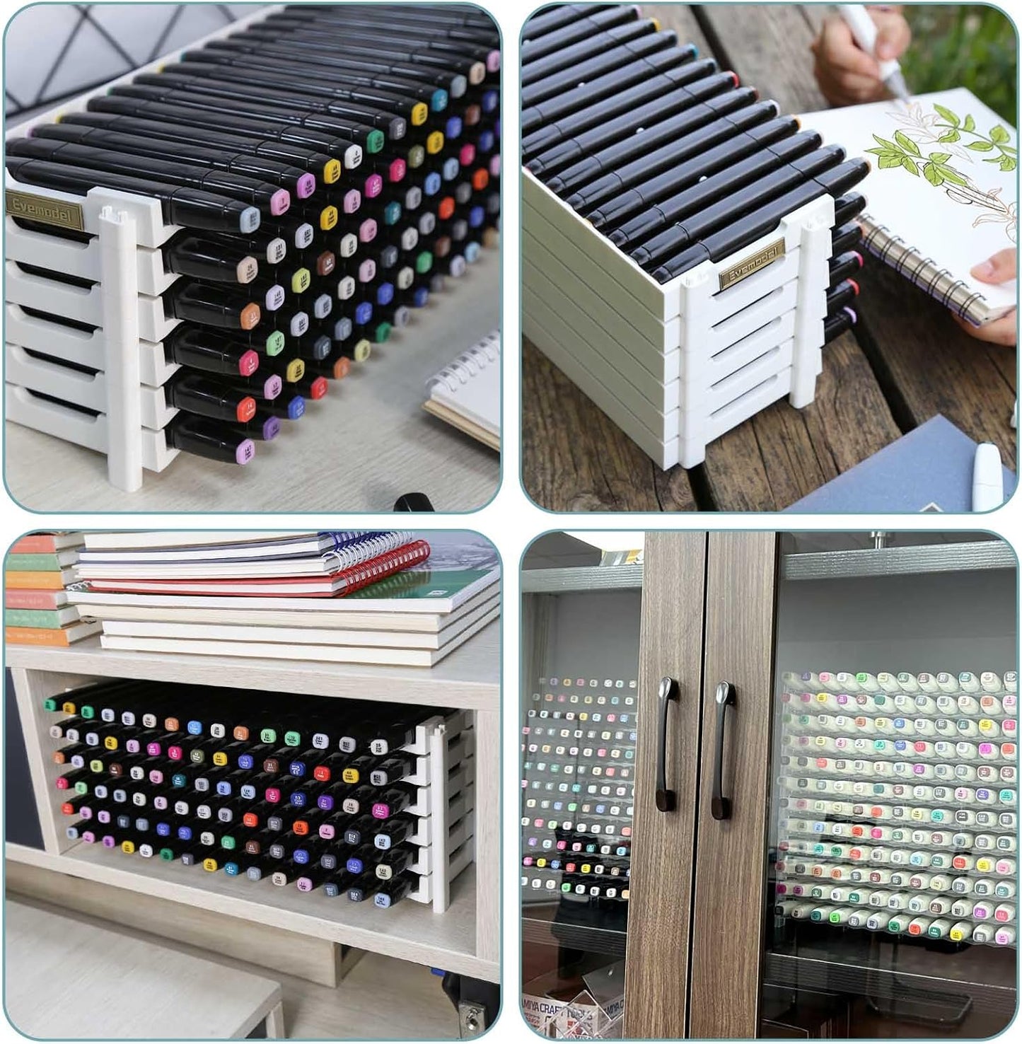 Universal 6 Layers Tray Universal Marker Storage Rack, Penholder Display for 90 Pens SN01 Pencil Organizer Holder for Desk (Clear-6 layers)