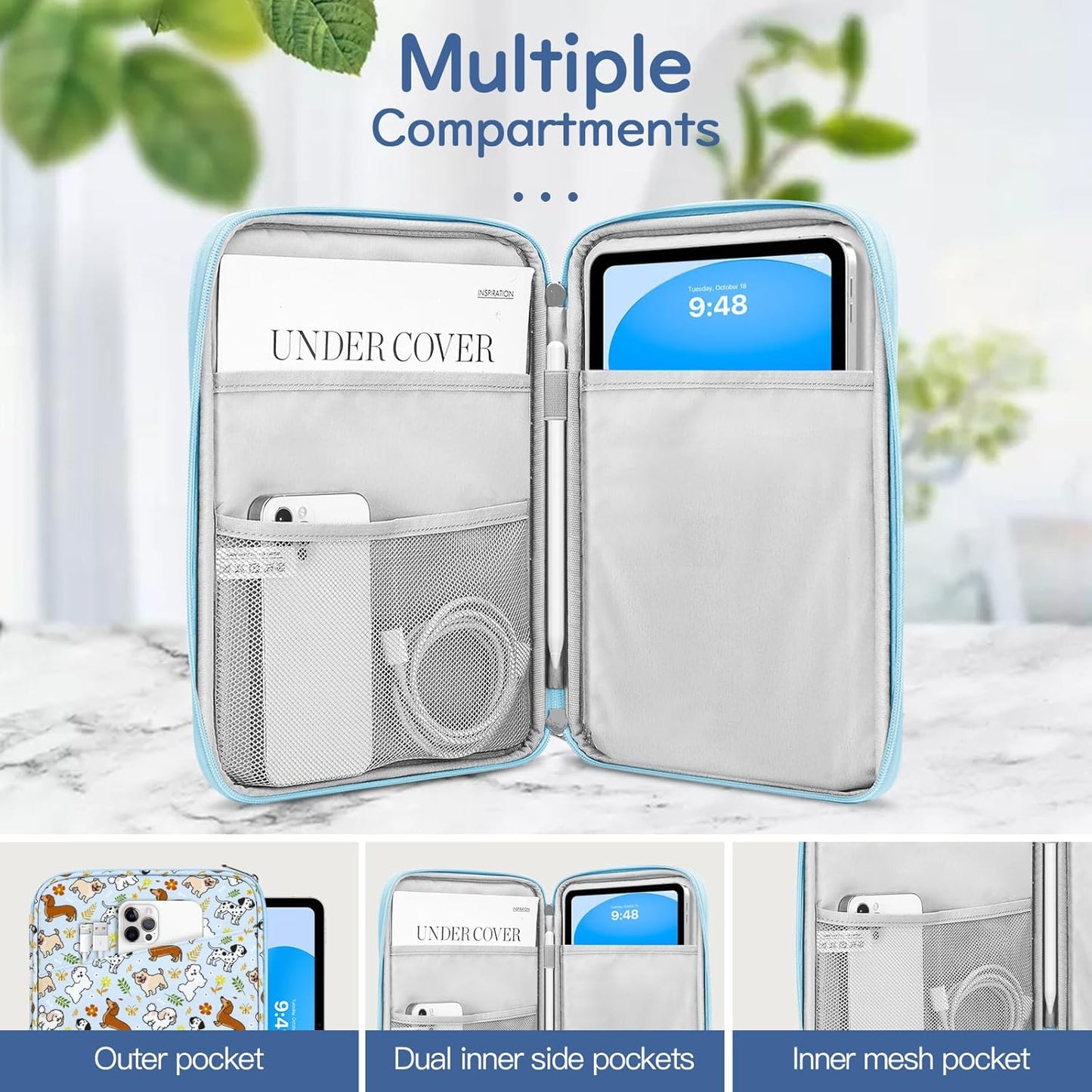 Dadanism 9-11" Tablet Sleeve Bag Carrying Case for iPad (A16) 11th Gen 11", iPad 10th Gen 10.9" Air 5/4, iPad Air M4/Pro 11", iPad 9/8/7th, Galaxy Tab A11+ Plus 11", Remarkable 2 10.3", Black
