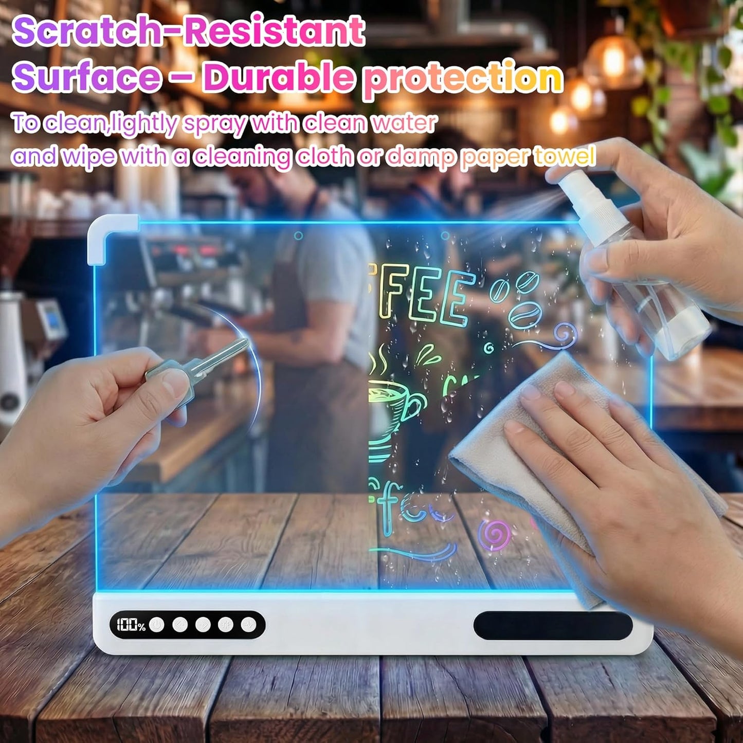 Led Drawing Board for Kids, 16" Rechargeable Neon Message Board with 7 Light Modes, Cordless Design, Built‑in Stand, Wall‑Mount Ready, Doodle Glow Drawing Board, Pens & Tracing Book Included