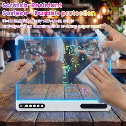 Led Drawing Board for Kids, 16" Rechargeable Neon Message Board with 7 Light Modes, Cordless Design, Built‑in Stand, Wall‑Mount Ready, Doodle Glow Drawing Board, Pens & Tracing Book Included