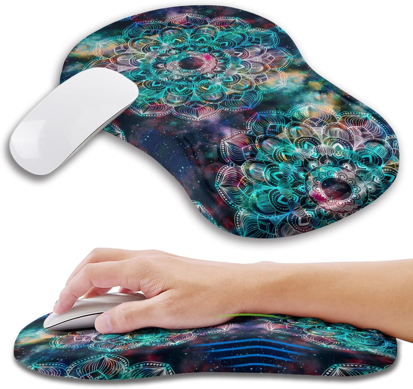 Ergonomic Mouse Pad Wrist Support with Memory Foam Massage Bulge, Carpal Tunnel Pain Relief Mousepad Wrist Rest for Mouse(12x8 inch, Silver Gray Light Purple)