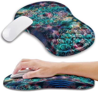 Ergonomic Mouse Pad Wrist Support with Memory Foam Massage Bulge, Carpal Tunnel Pain Relief Mousepad Wrist Rest for Mouse(12x8 inch, Silver Gray Light Purple)