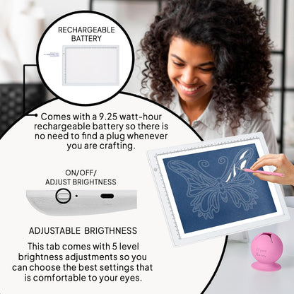 iVyne Rechargeable A4 Light Pad for Tracing & Weeding - LED Light Board for Weeding Vinyl - for Cricut Vinyl Weeding Tools - Ultra-Thin & Portable - Perfect for Artists & Crafters - Pink