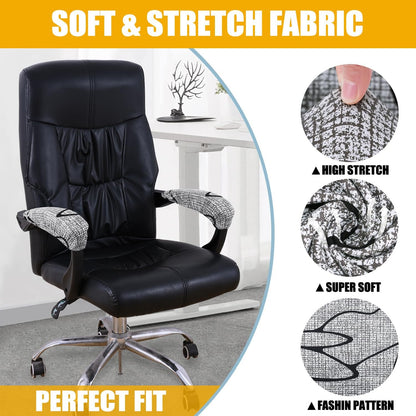 Smiry Stretch Printed Office Chair Armrest Covers, 2 Pcs Soft Fit Removable Washable Computer Desk Chair Arm Covers Protector, Black