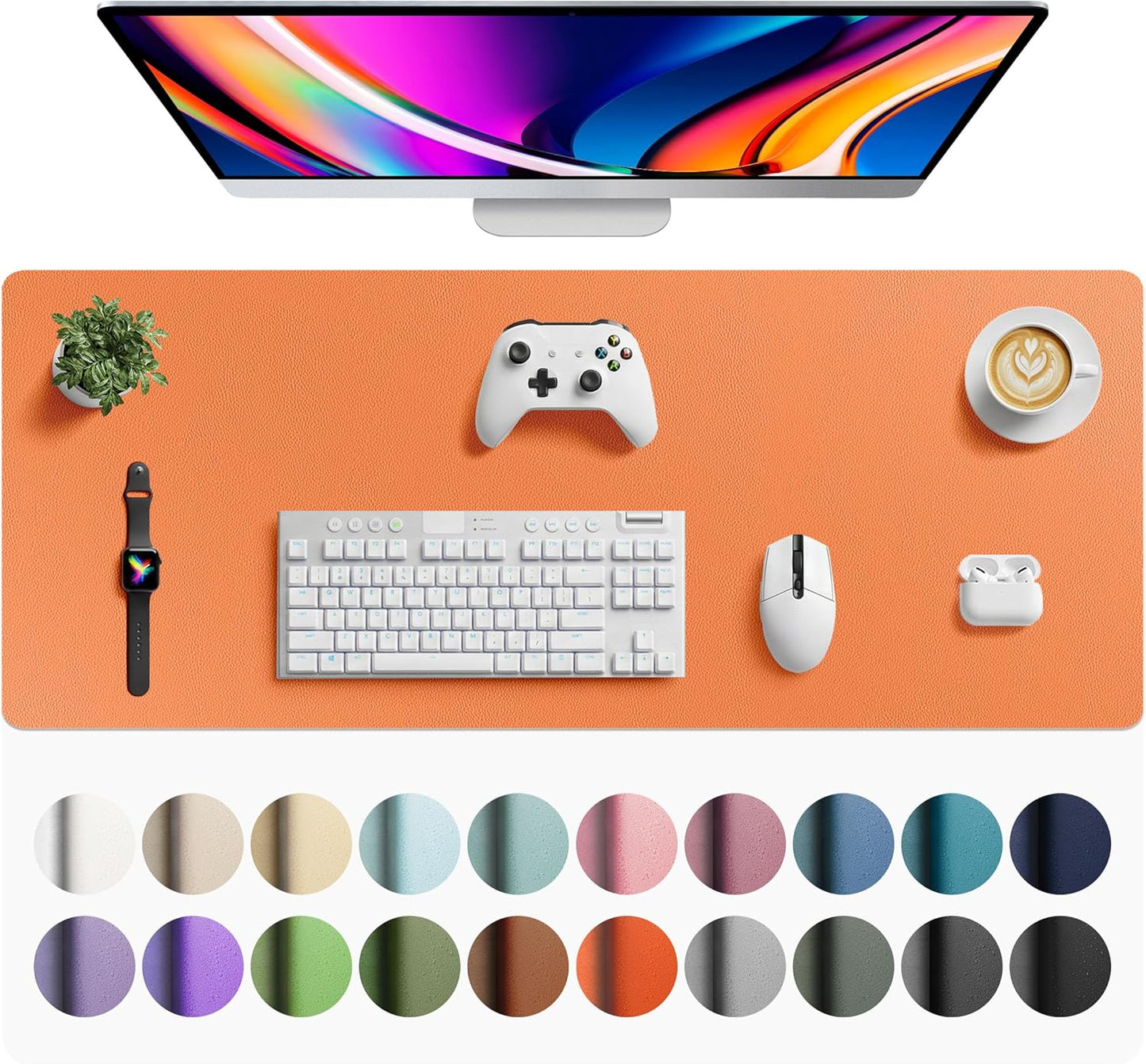 Aothia Leather Desk Pad Protector, Mouse Pad, Office Desk Mat, Non-Slip PU Leather Desk Blotter, Laptop Desk Pad, Waterproof Desk Writing Pad for Office and Home (Black,36" x 17") - Colors A