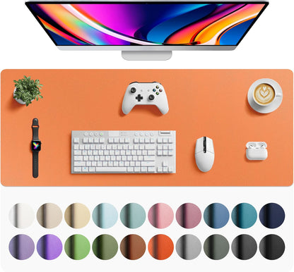 Aothia Leather Desk Pad Protector, Mouse Pad, Office Desk Mat, Non-Slip PU Leather Desk Blotter, Laptop Desk Pad, Waterproof Desk Writing Pad for Office and Home (Black,36" x 17") - Colors A