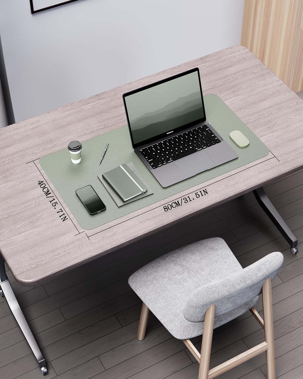 YSAGi Double-Sided Desk Pad, 31.5"x15.7"Leather Desk Mat, Eco Cork Desk Pad Protector,Large Mouse Pad,Waterproof Desk Blotter for Office/Home(Coffee)