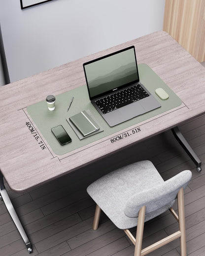YSAGi Double-Sided Desk Pad, 31.5"x15.7"Leather Desk Mat, Eco Cork Desk Pad Protector,Large Mouse Pad,Waterproof Desk Blotter for Office/Home(Coffee)