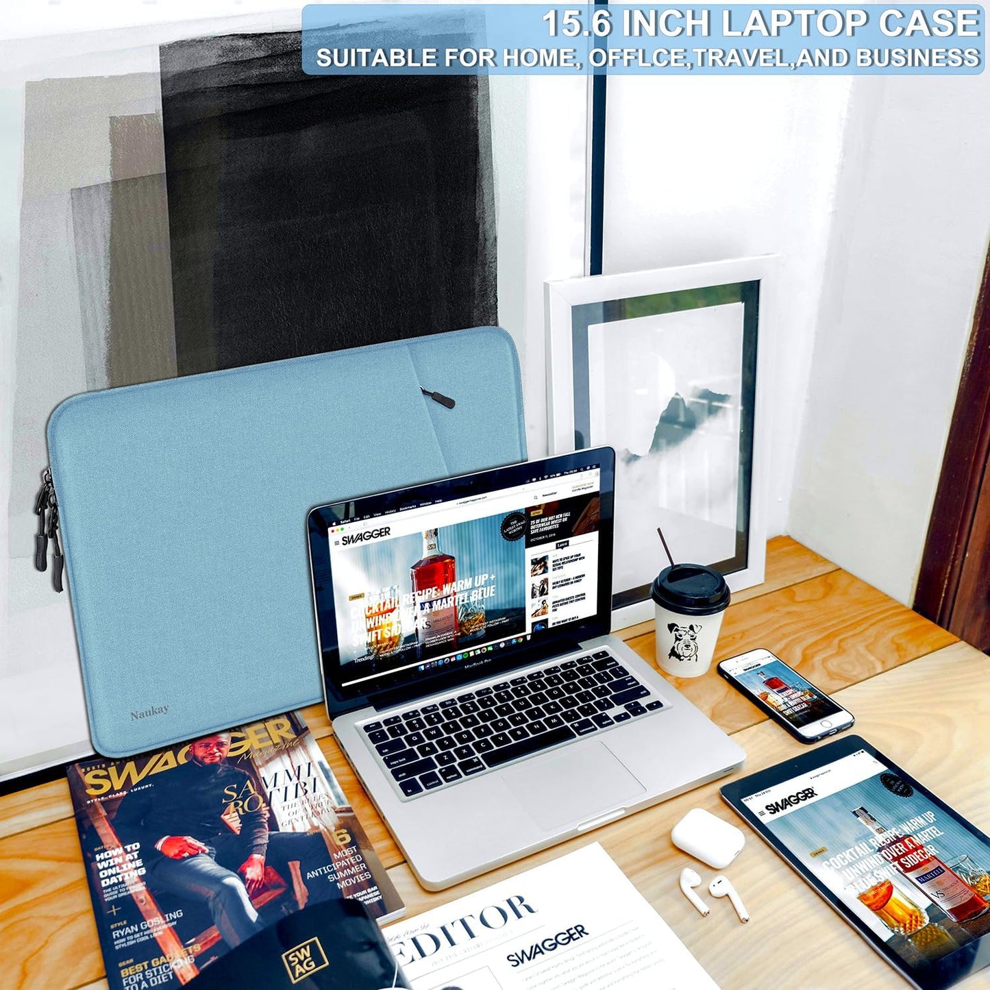 Laptop Sleeve Case 13.3 inch, Shockproof Protective Computer Cover with Accessories Pocket, Portable Laptop Bag Compatible with MacBook Air/Pro 13-13.3 inch, Compatible for MacBook Pro 14 inch, Black | Shockproof