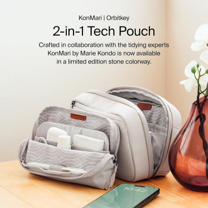 Orbitkey 2-in-1 Tech Accessory Pouch with Detachable Slim Sleeve – Travel Electronics Organizer for Cables, Chargers, Earbuds, Power Bank – Compact Gadget Bag & Portable Tech Storage Case (Terracotta)