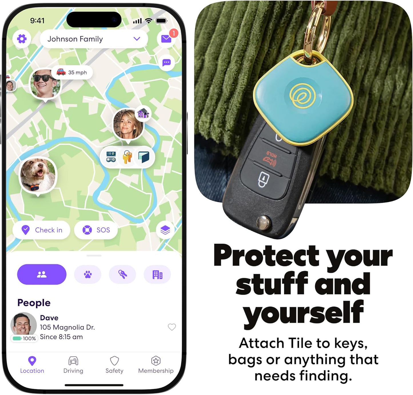 Life360 Tile - Bluetooth Tracker, Keys Finder and Item Locator for Keys, Bags and More. Phone Finder. Both iOS and Android Compatible. 2-Pack (Black/White)