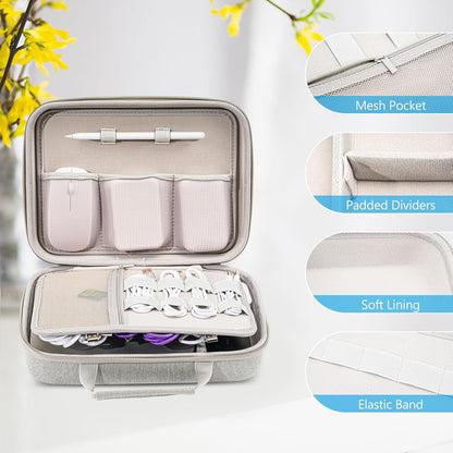 ProCase Hard Travel Electronic Organizer Case for MacBook Power Adapter Chargers Cables Power Bank Apple Magic Mouse Apple Pencil USB Flash Disk SD Card Small Portable Accessories Bag
