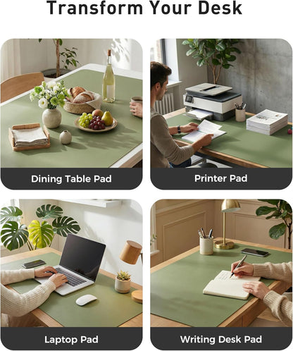 Aothia Leather Desk Pad Protector, Mouse Pad, Office Desk Mat, Non-Slip PU Leather Desk Blotter, Laptop Desk Pad, Waterproof Desk Writing Pad for Office and Home (Brown,23.6" x 13.7") - Colors B