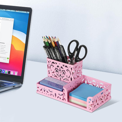 EasyPAG Desk Organizer with 3 Compartment for Pencil Sticky Note Holder and Office Accessories,White