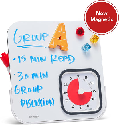 TIME TIMER MOD with Dry Erase Board — 60-Minute Visual Countdown Timer with Magnetic Whiteboard — for Notes, Chores, Classroom and Office Reminders, Visual Schedules, for Kids and Adults (Blue)