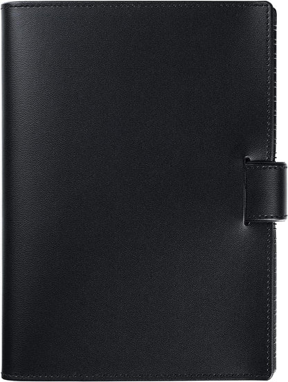 Maruman Mnemosyne Lined Notebook- Vertical A5, 5.83" x 8.27", 70 Sheets / 140 Pages, 7mm College Ruled With Center Line Journal, Perforated Pages & Wire-Bound to Lay Flat, Black, Made in Japan - Colors A