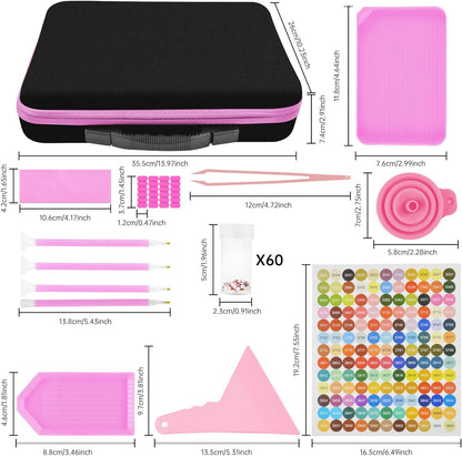 Mlife Diamond Painting Storage Boxes,1 Diamond Painting A4 Light Box Tracing Light Board with 3 Brightness, 80 Slots Bead Storage with 5D Diamond Art Accessories and Tools Kit（Purple）