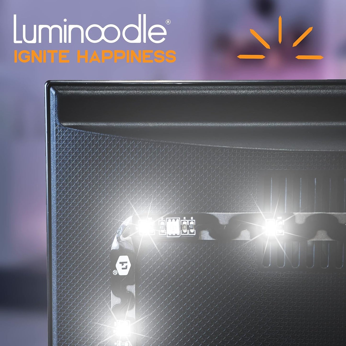 Luminoodle Color Bias Lighting, USB TV and Monitor Backlight LED Strip Lights Kit with Dimmer, Remote - 6.6 ft for 24" to 60" TV - Medium