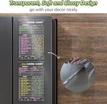 JJPRO Non-Magnetic Clear Weekly Planner & to Do List for Fridge, 8.5"x13" Dry Erase to Do List WhiteBoard,Reuasble Weekly Calendar for Refrigerator,Cabinet,Wall&Glass, All Smooth Surfaces